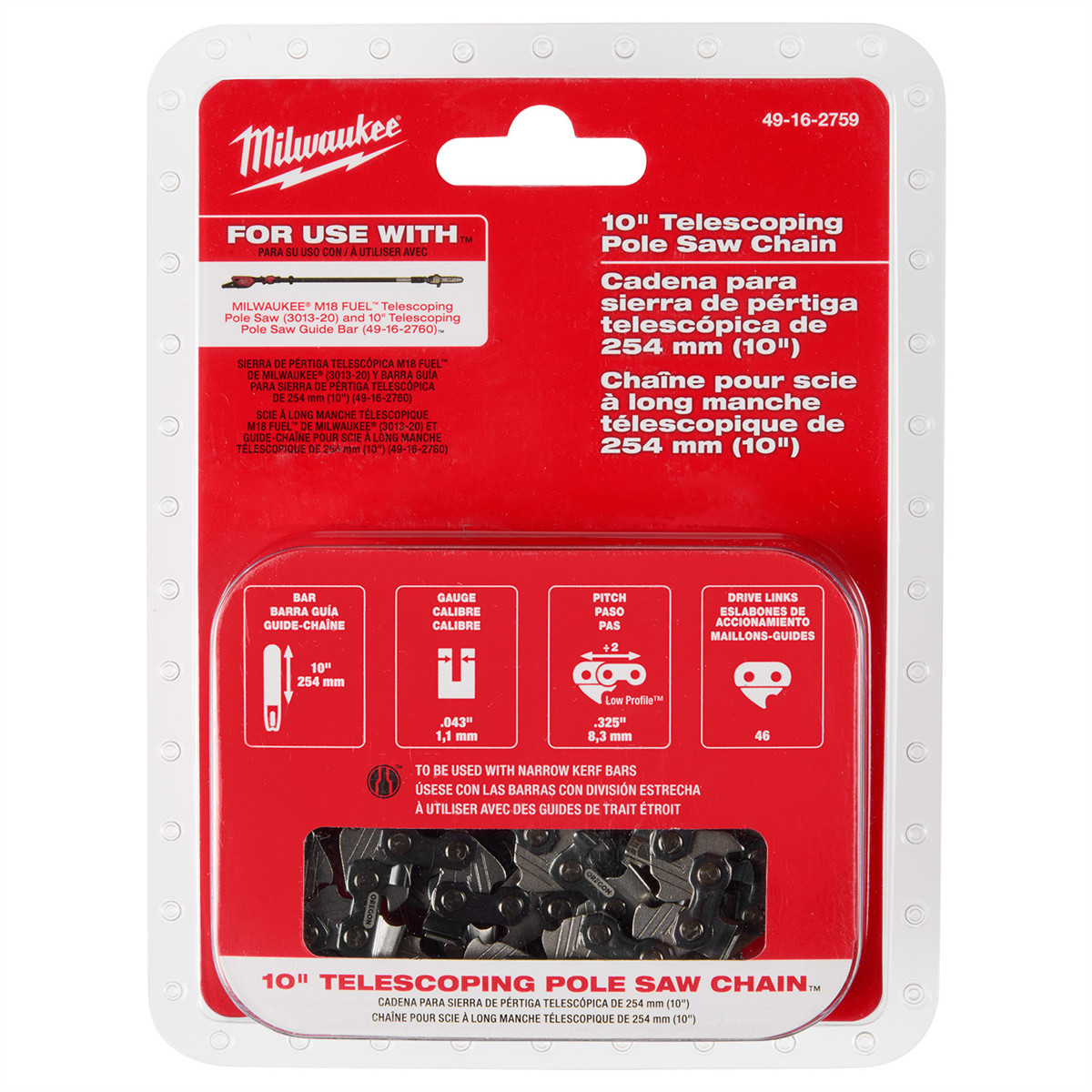 49-16-2759Milwaukee Tool 10″ Telescoping Pole Saw Chain