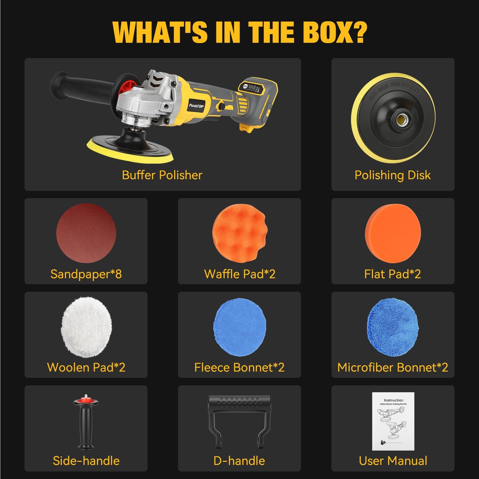Cordless Buffer Polisher for Dewalt 20v Max Battery, Brushless Rotary Car Buf…