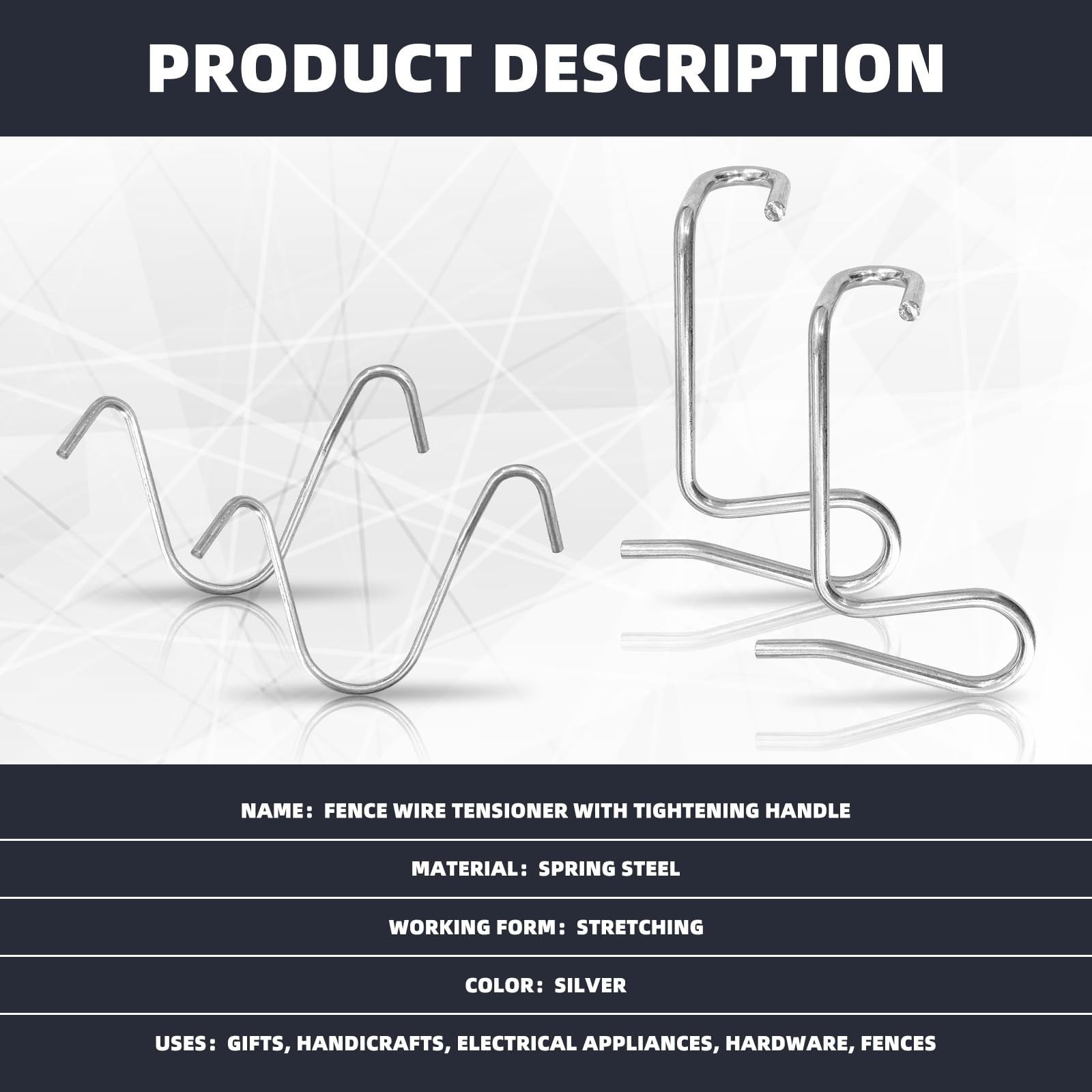 110 Pcs Fence Wire Tightener Tool with 2 Tighteners Handle, Stainless Steel…