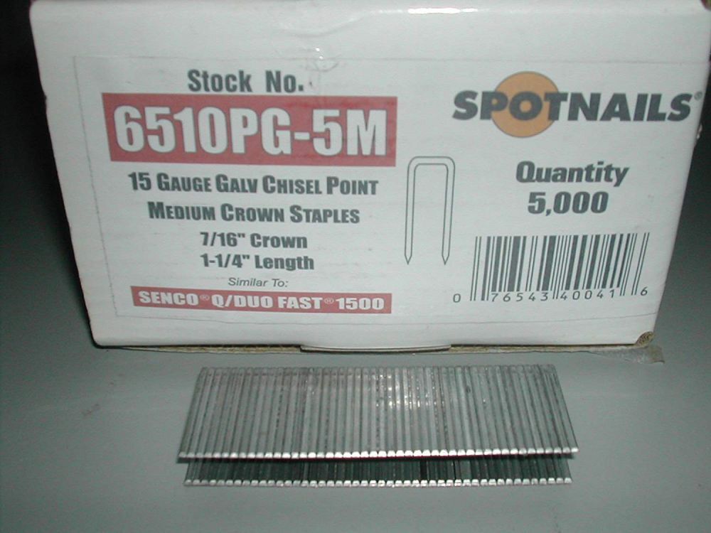 Staples 15 Gauge 7/16″ Crown x 1 1/4″ Length Spotnails for Senco Q Series 5,000