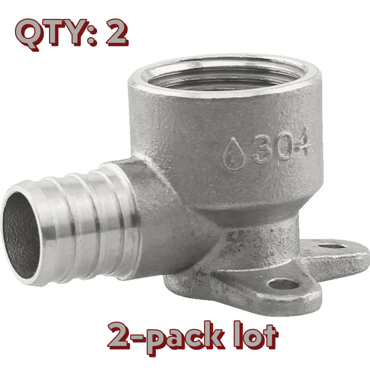 2-pack Plumbeeze 3/4″ PEX x 3/4″ FPT Stainless Steel Drop Ear Elbow PE-PS-DE07