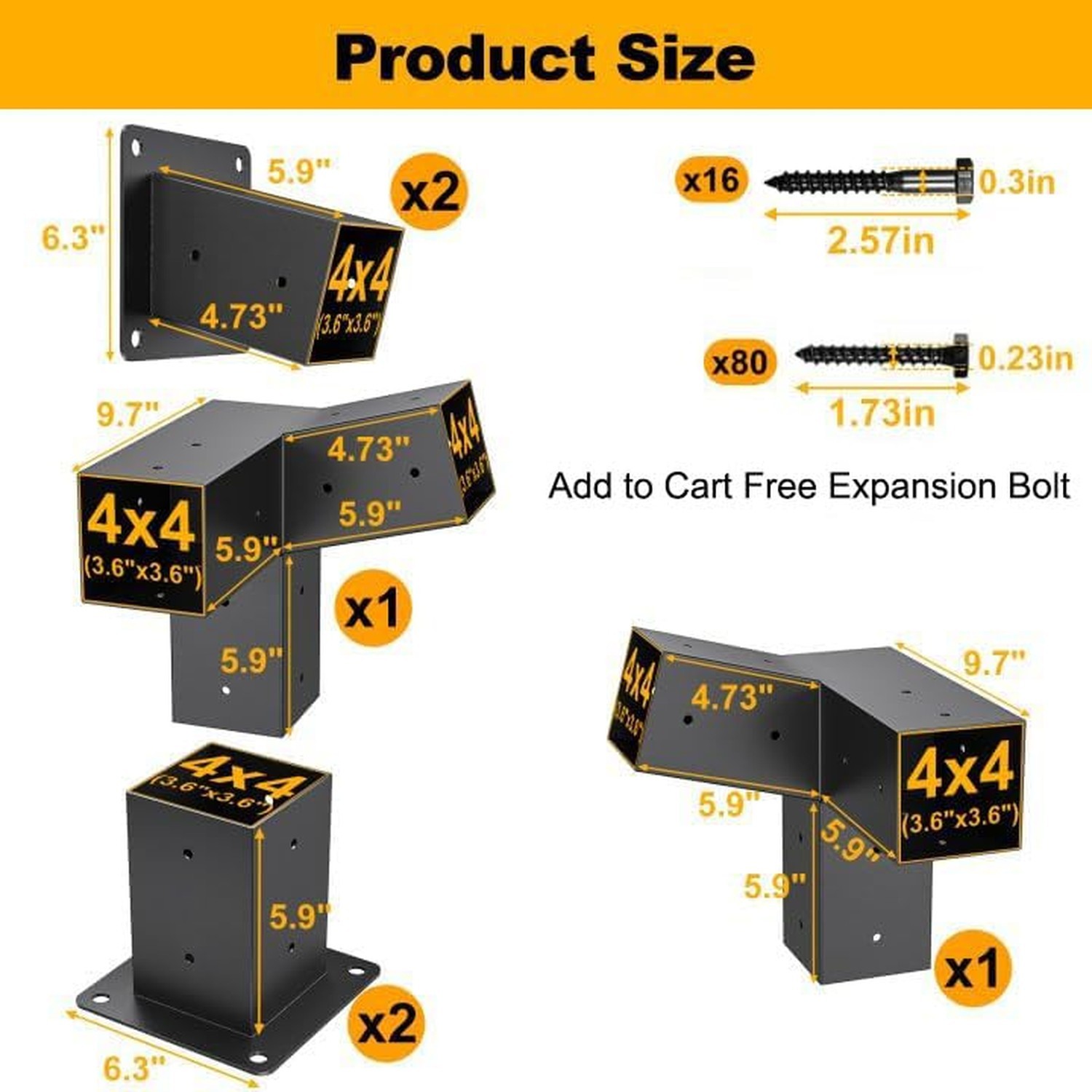 15°Slanted Roof Wall Mount 4×4 Pergola Bracket Kit,TROPTOLKY Angled 4×4 Woo