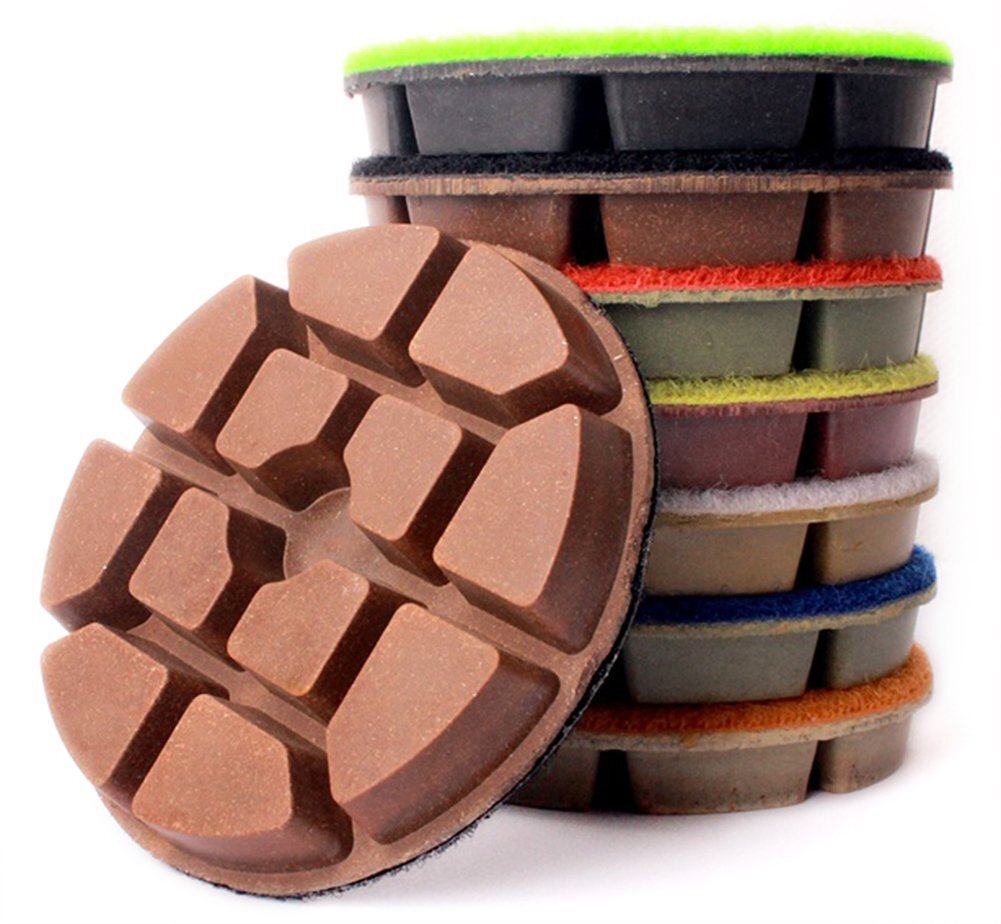 7Pcs Diamond Polishing Pads 4 Inch Dry/Wet for Concrete Floor Grinder Polisher