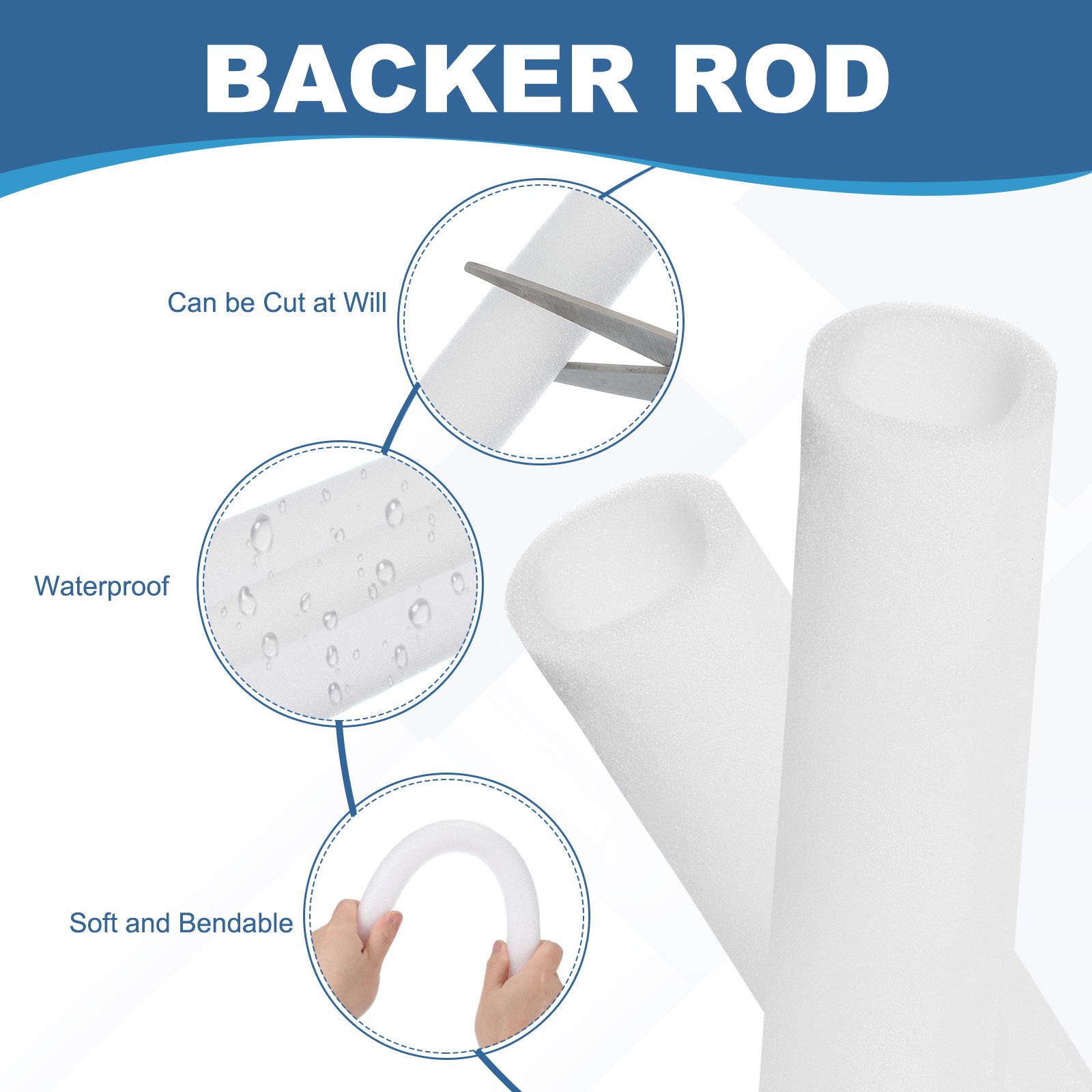 Pipe Insulation Foam Tube Foam Tubing Pipe Covers 2-3/8″x2-3/4″x6.6Ft White