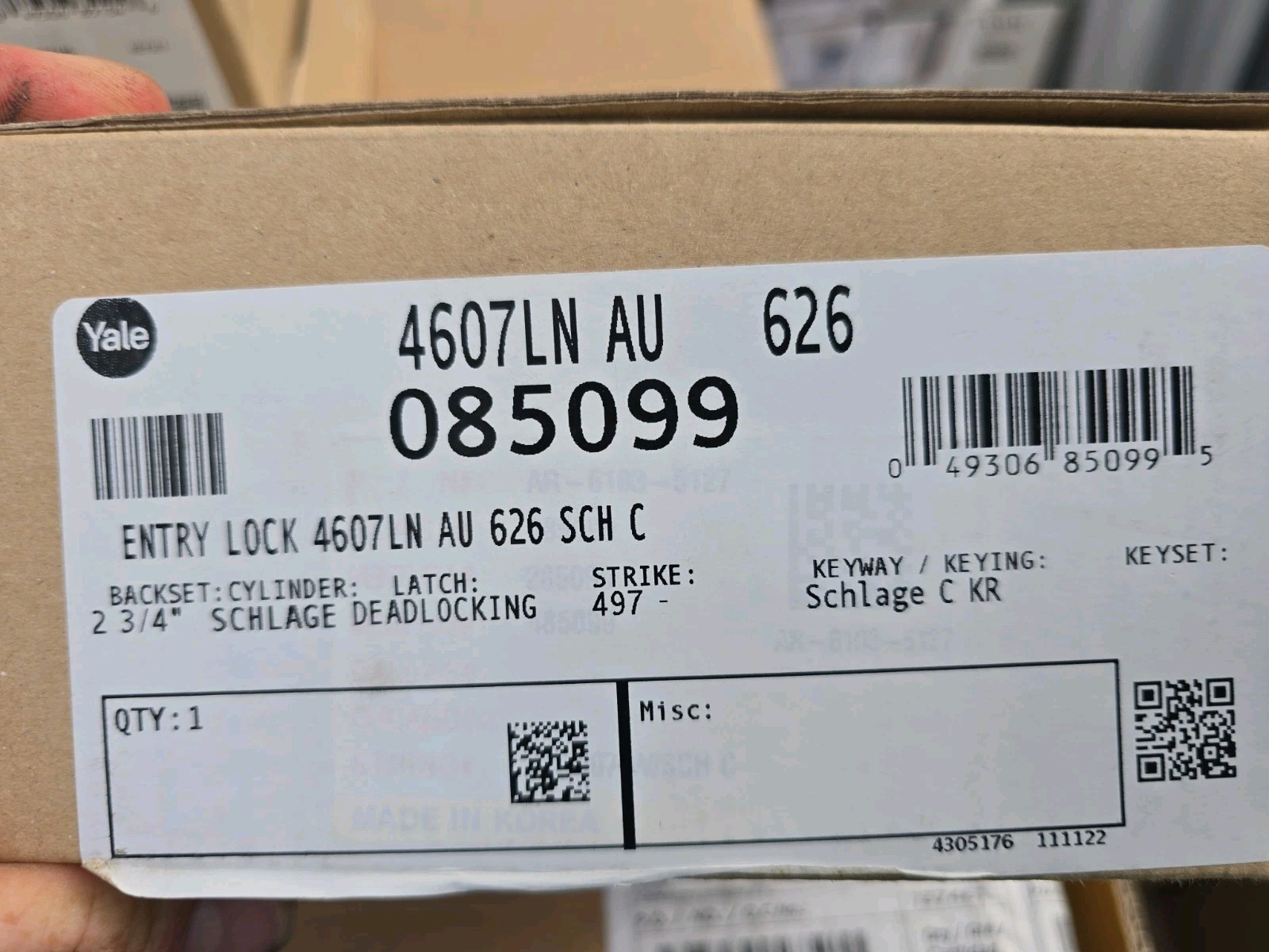 Yale 4607LN (AU) Cylindrical Lever Locks entry door Finish 626