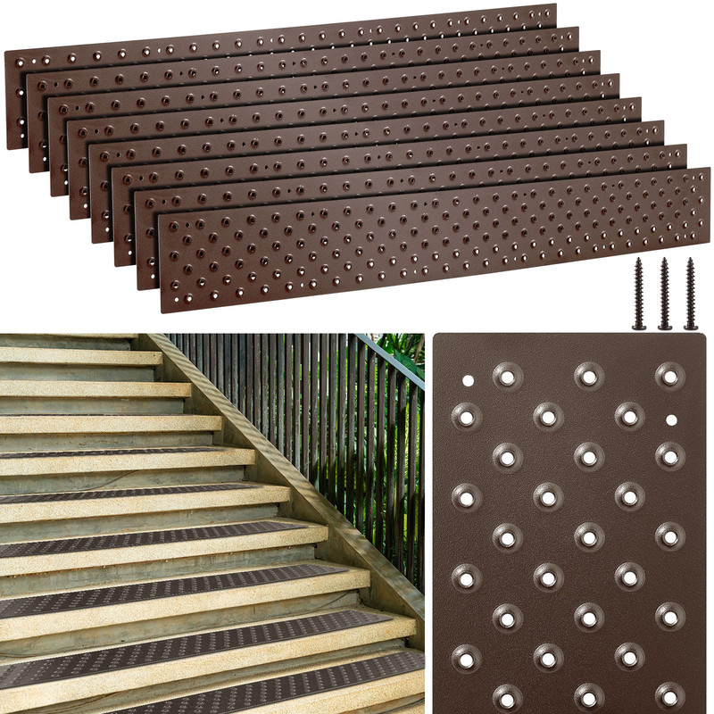 Gisafai 8 Pcs Non Slip Aluminum Stair Treads – 30 X 3.75 Inch Metal Nosing