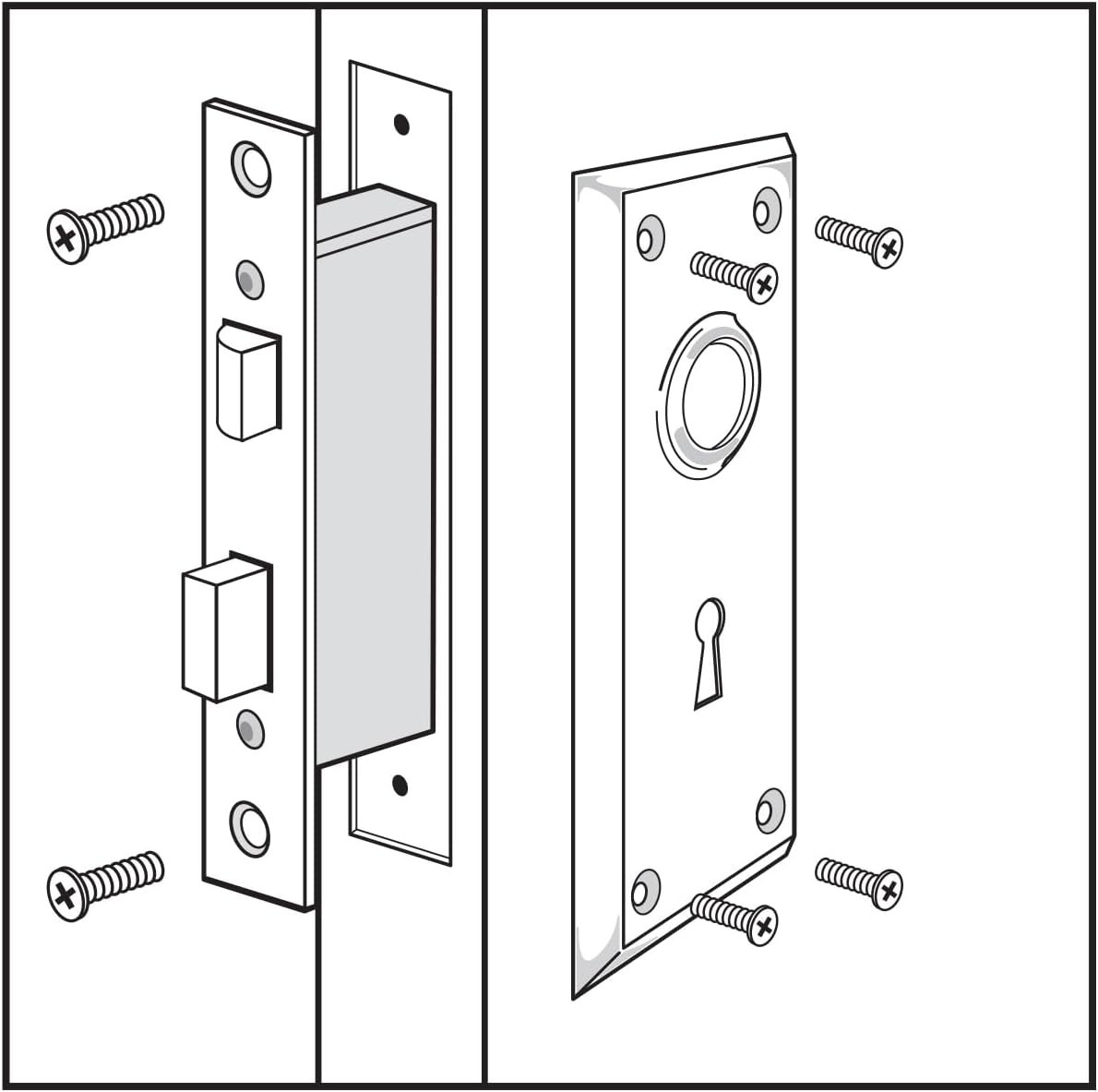 Vintage Steel Brass Mortise Lock Kit Replaces Antique Doors & Hardware