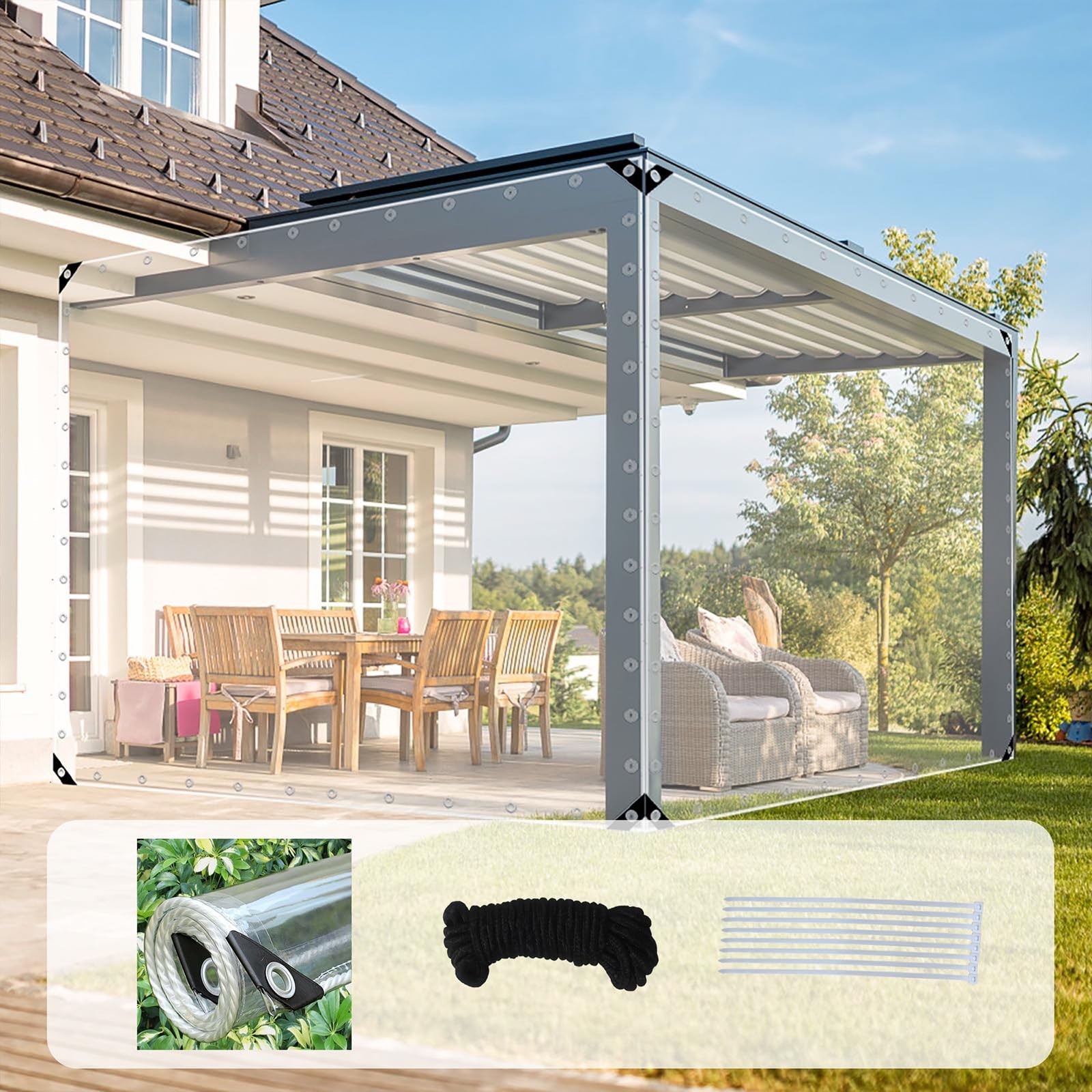 Clear Tarp 4 x 8 FT Clear Tarps Heavy Duty Waterproof 14 Mil Thick Clear Tarp…