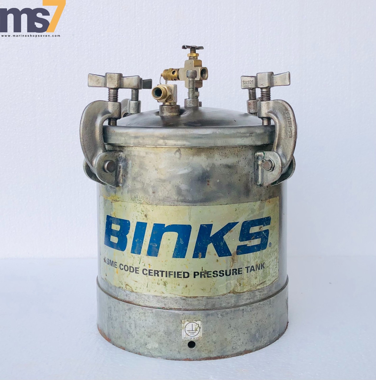 BINKS 83C-221 ZINC PLATED PRESSURE POT/PAINT TANK WITH AGITATOR 2.8 GALLON