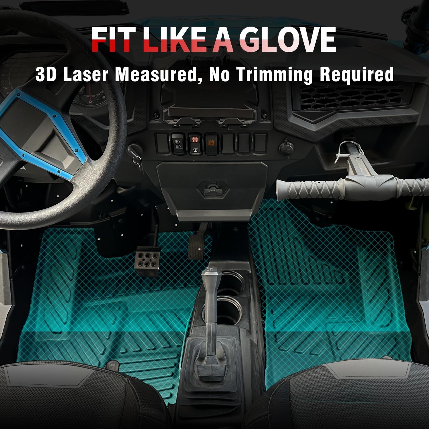 CPOWACE TPE Front & Rear Floor Mats Compatible with Polaris RZR XP 4 1000 900…