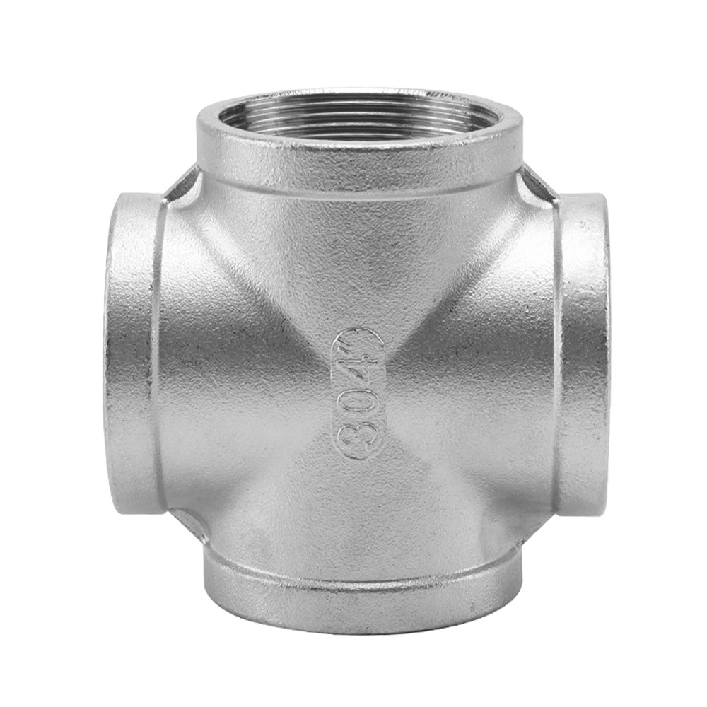 304 Stainless Steel Cross Female Thread Fittings Pipe Fitting 4 Way Connector