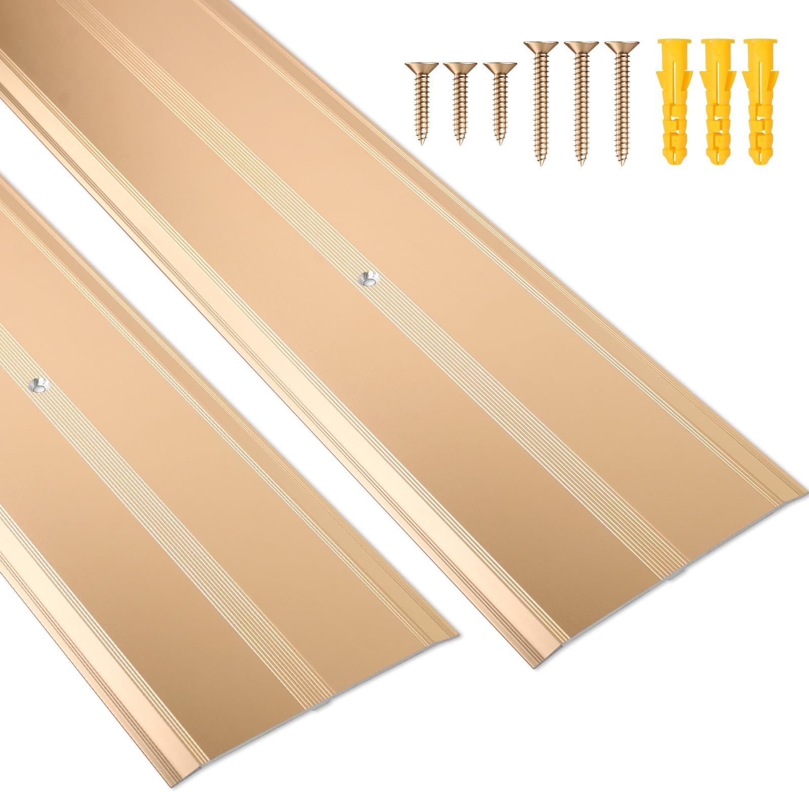 2 Pack Aluminum Door Threshold, 36″L x 4″W Metal Floor Transition Strip for D…