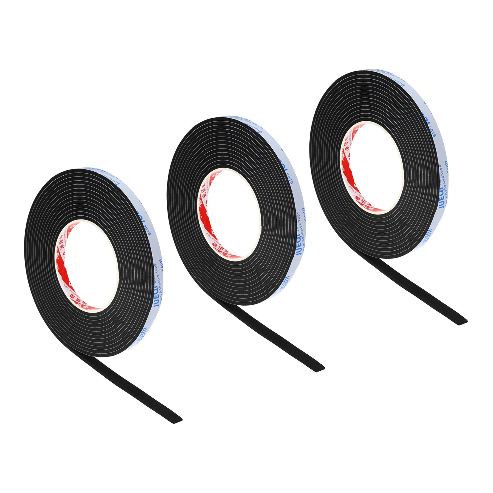 3Pcs 3/8″W x 1/8″T x 16.4Ft EVA Single Sided Foam Tape, Black
