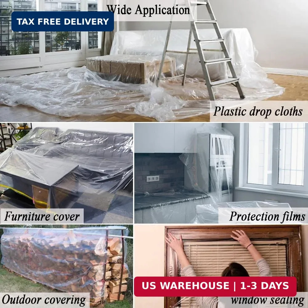 12 x 25 FT Lightweight Clear Plastic Sheeting, 2.4 Mil Poly Film | Floating Row