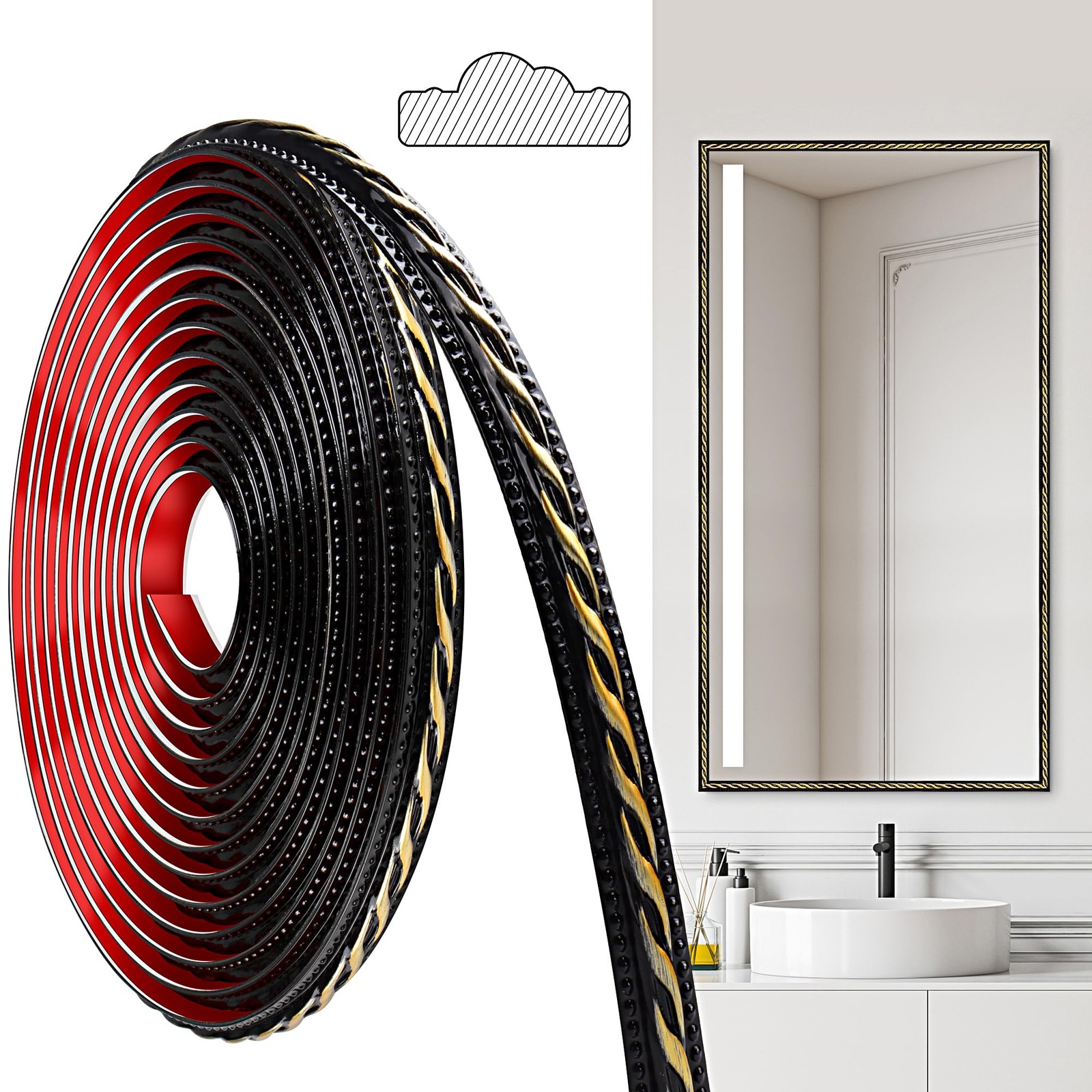 Junart Pvc Moldings Trim 600Cm2Cm Peel And Stick Self-Adhesive Coving For