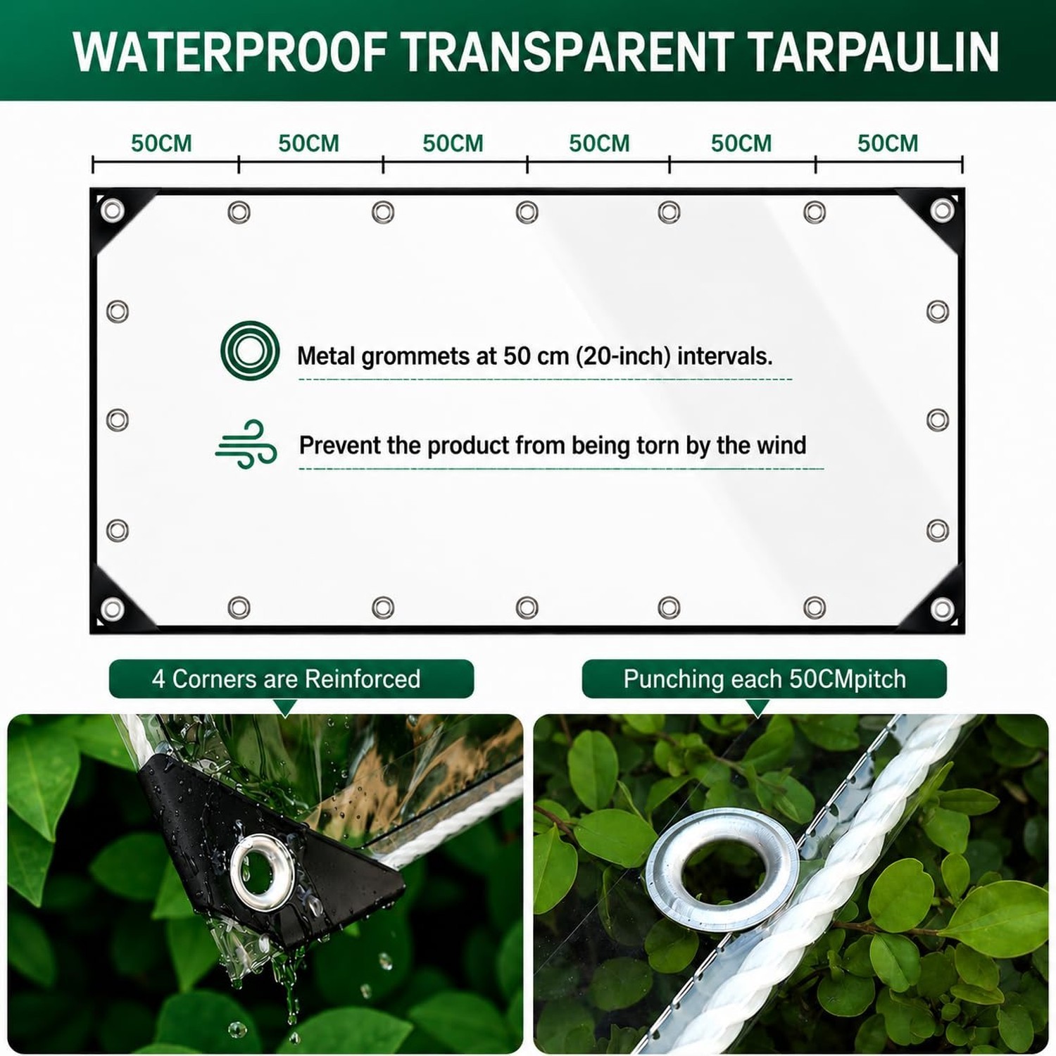 Clear Tarp 10x10ft, Clear Tarps with Grommets, 14 MiL Heavy Duty Waterproof w…