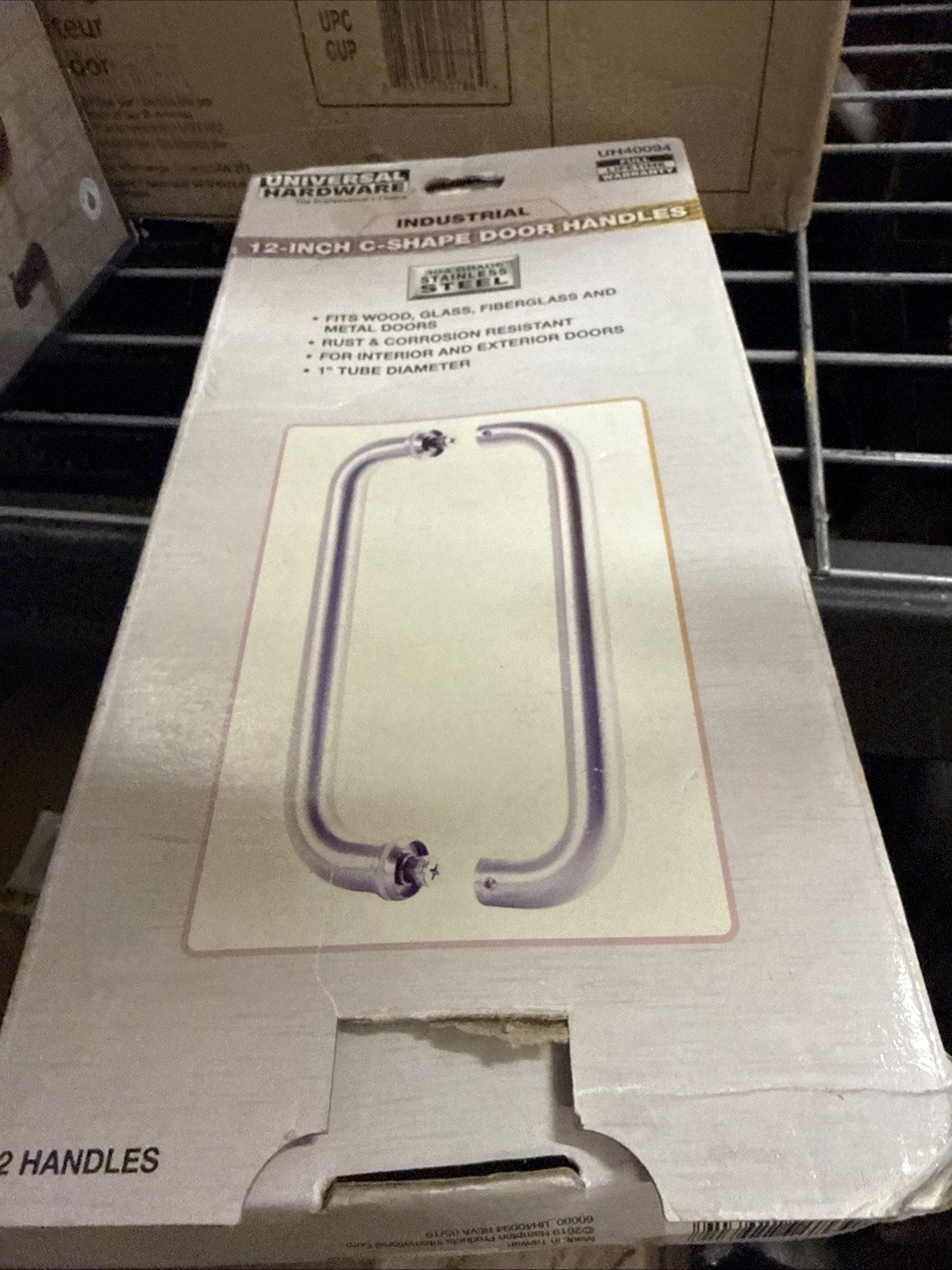 Universal Hardware UH40094 Industrial 12” C-Shape Door Pull Handles, Stainless S