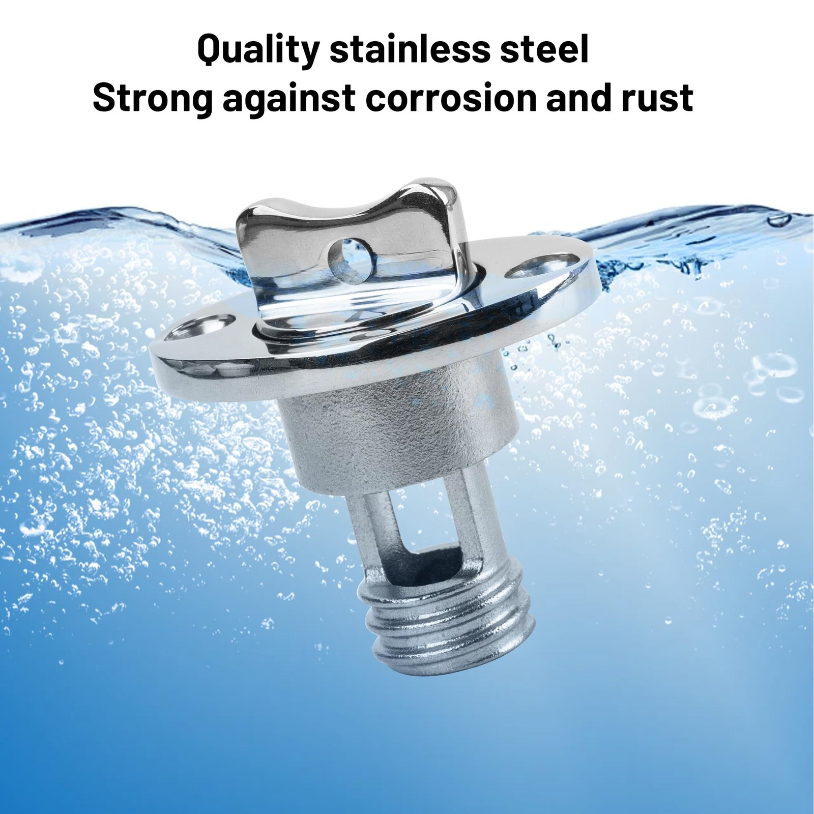 Marine Drain Plug Kit, Stainless Steel Boat Plug, Oval Garboard Silver