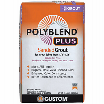 Custom Building Products PBPG6025 Polyblend Plus Sanded Grout, Charcoal, 25 Lb.