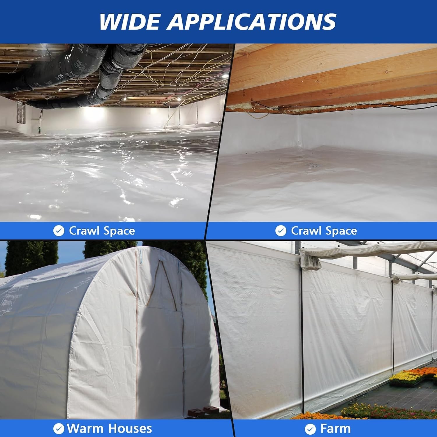 Crawl Space Vapor Barrier – 16 Mil 10′ X 50′, Concrete Vapor Barrier, Vapor Barr