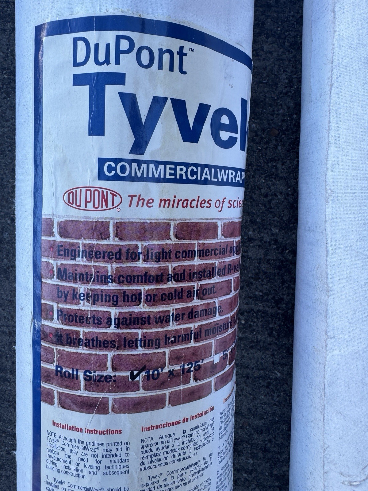 Tyvek Commercial Grade Wrap D 10 ft. W x 125 ft. L Can use as House Wrap