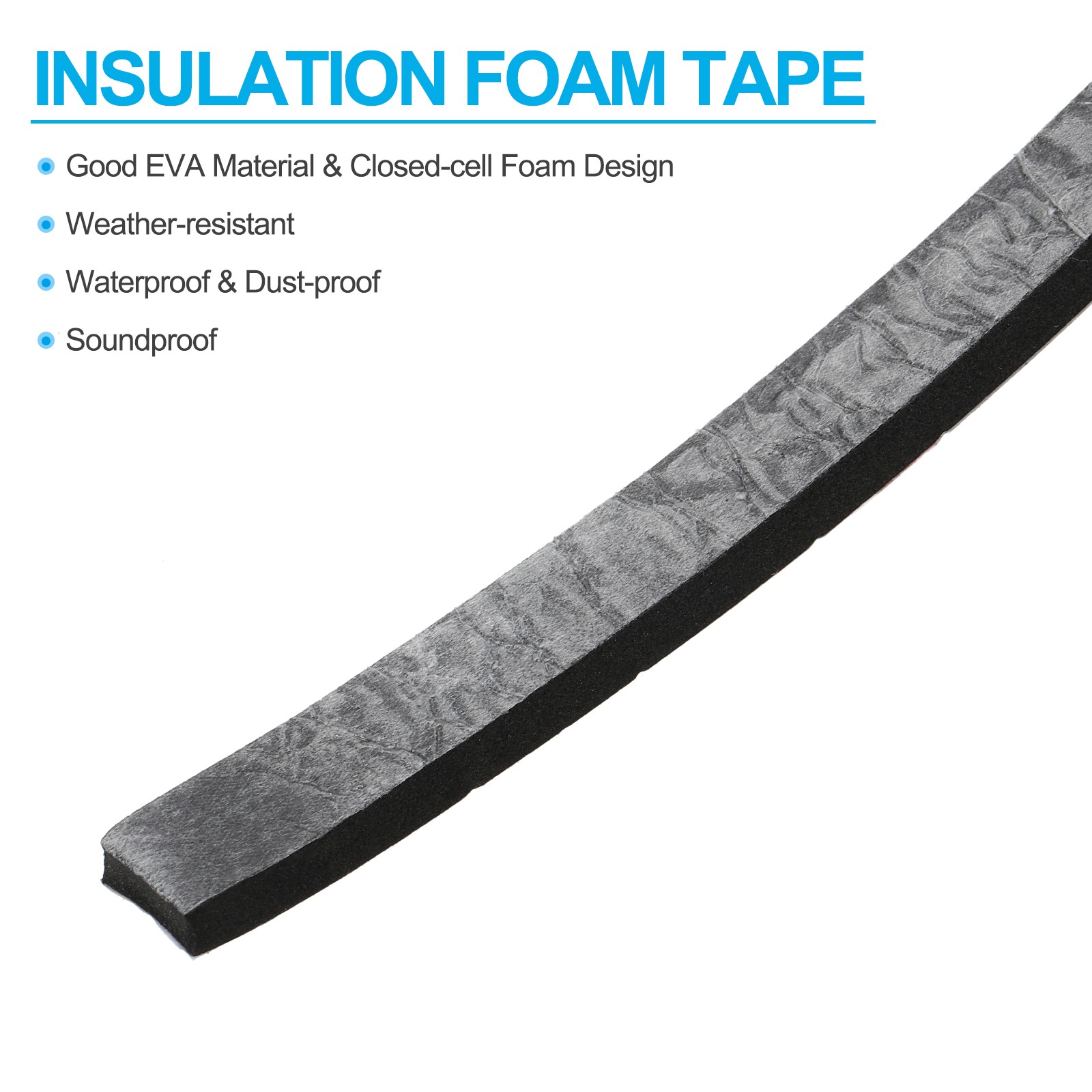 5/8″W x 3/8″T x 6.6Ft EVA Double Sided Foam Tape, 2Rolls, Black