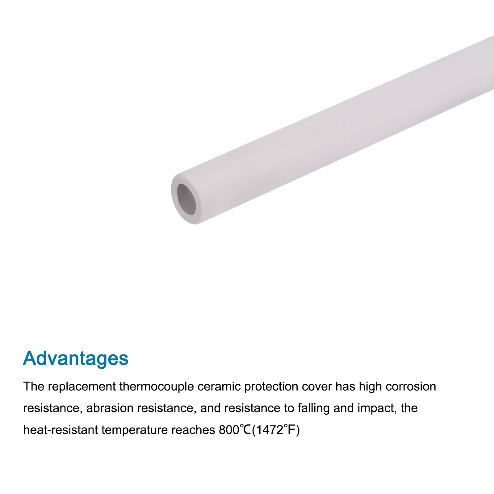Stove Thermocouple Cover Tube 6x10x150mm Ceramic White Single Hole for Stove