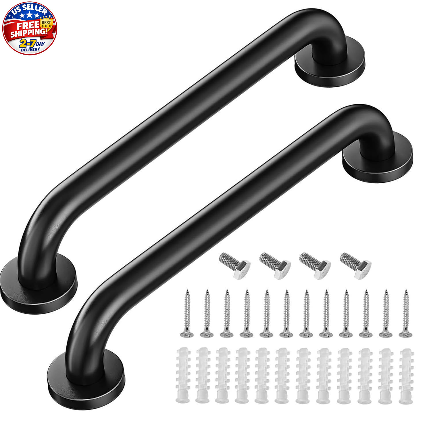 16-inch Matte Black Metal Industrial Stair Handrail, Wall Handrail, Stair Tread,