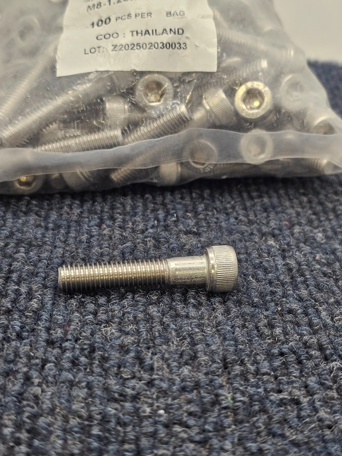 (QTY 100) B-0912A28X40 M8-1.25 X 40 SOCKET HEAD CAP SCREW DIN 912 18-8 SS