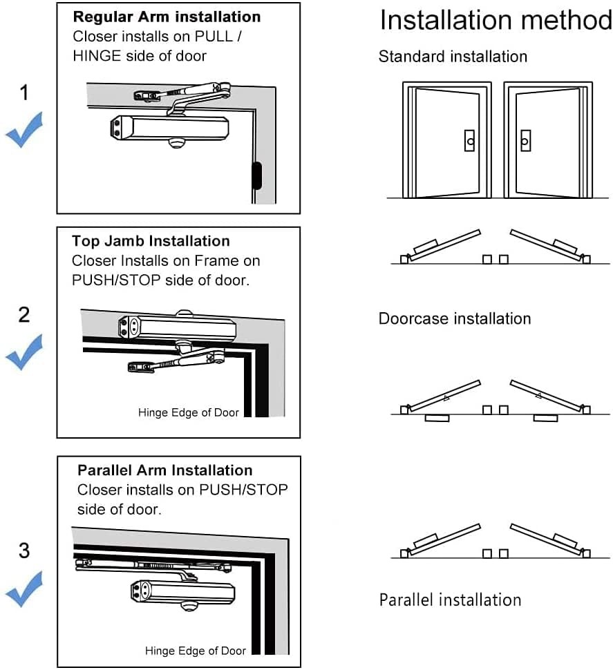 Automatic Door Closer，Adjustable Closing Speed Door Closer for 55-100 lbs Res…