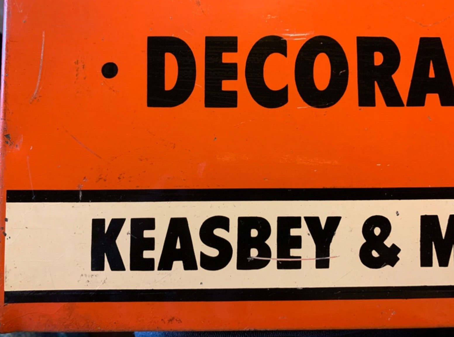 RARE Vintage K & M “Best in Asbestos” double sided porcelain/enamel flange sign