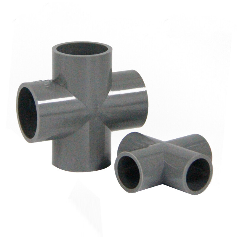 Cross 4 Way X-Piece PVC Pressure Pipe Fitting Adhesive Sleeve Aquarium 20-160mm