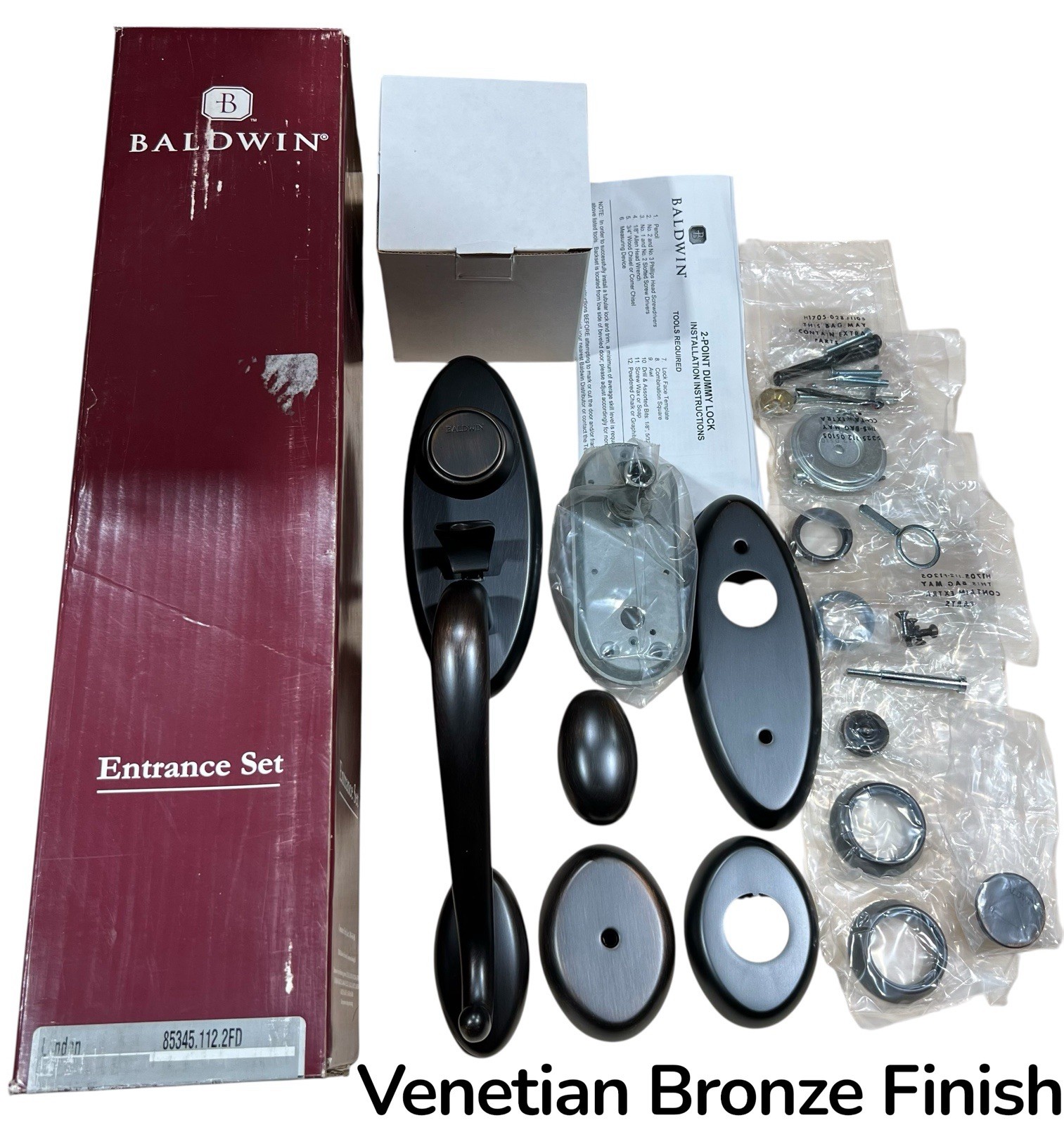 Baldwin 85345-112-2FD Dummy Door Handle Kit Landon Series Venetian Bronze Finish