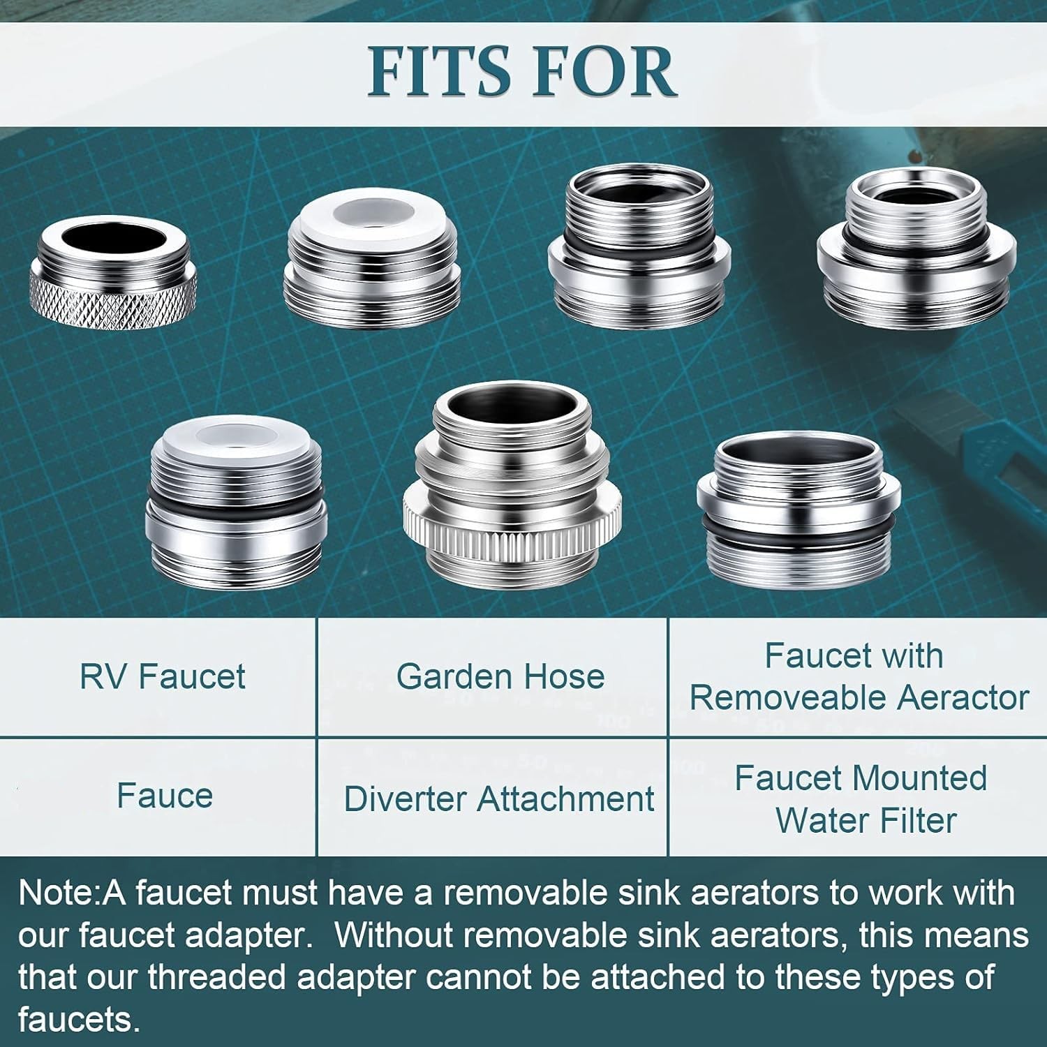 Hotop 7 Pieces Faucet Adapter Kit, Brass Aerator Male/Female