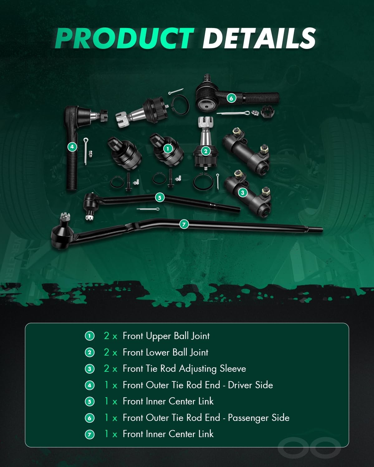 10pcs Suspension Kit for E-150 Club Wagon 1992-2004 Ball Joints Tie Rod End