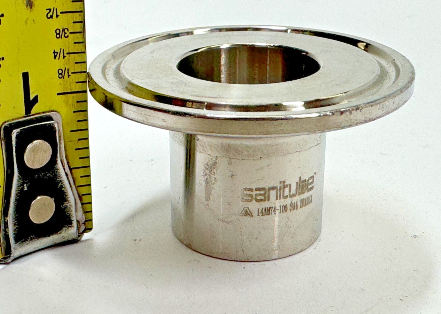 SANITUBE 14AM74-100 Polished Long Weld Clamp Ferrule 304 Stainless Fitting 14AM7