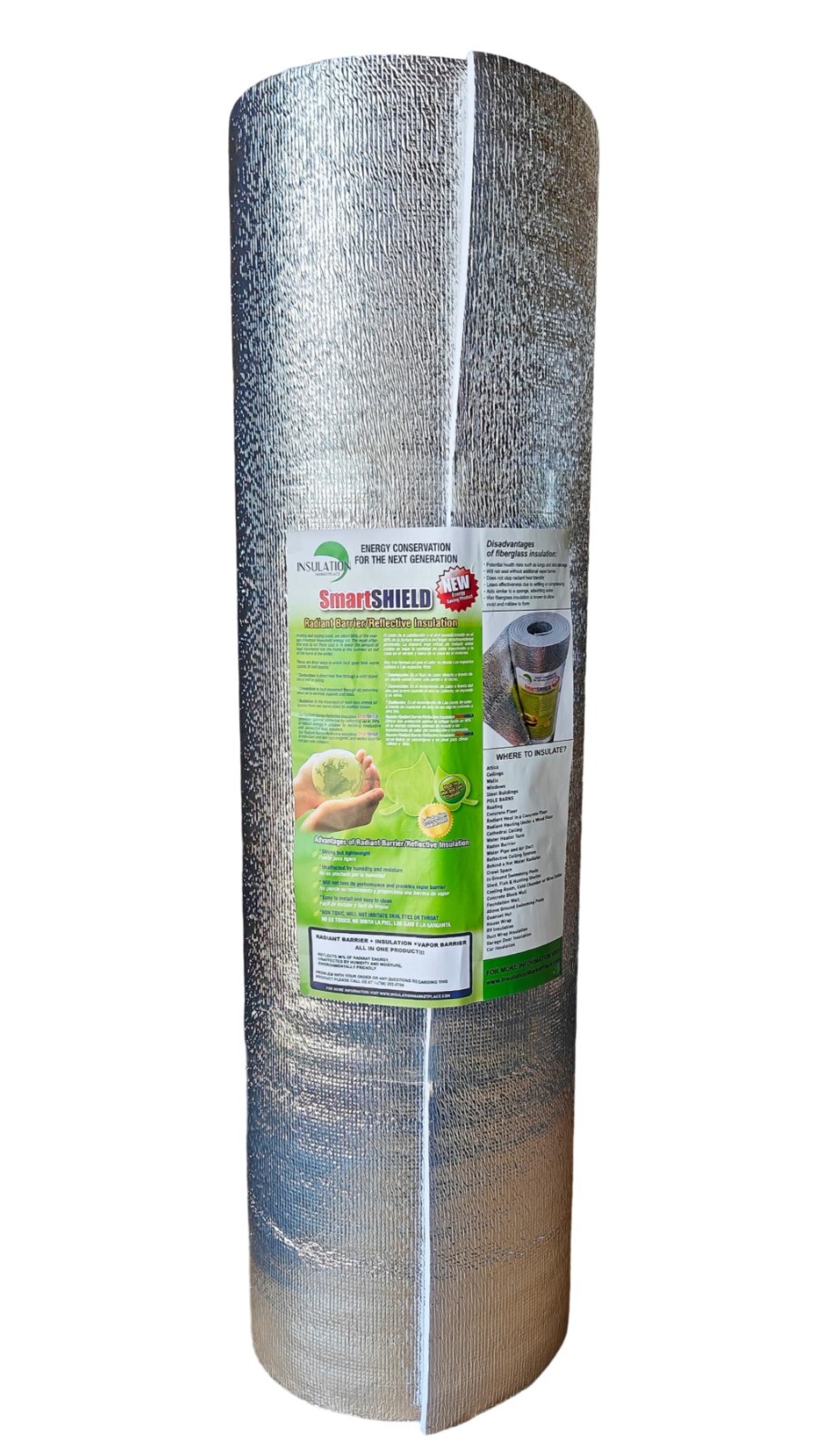 SmartSHIELD Pro-10mm 48″x25ft Reflective Insulation, Foam Core, Foil and White.