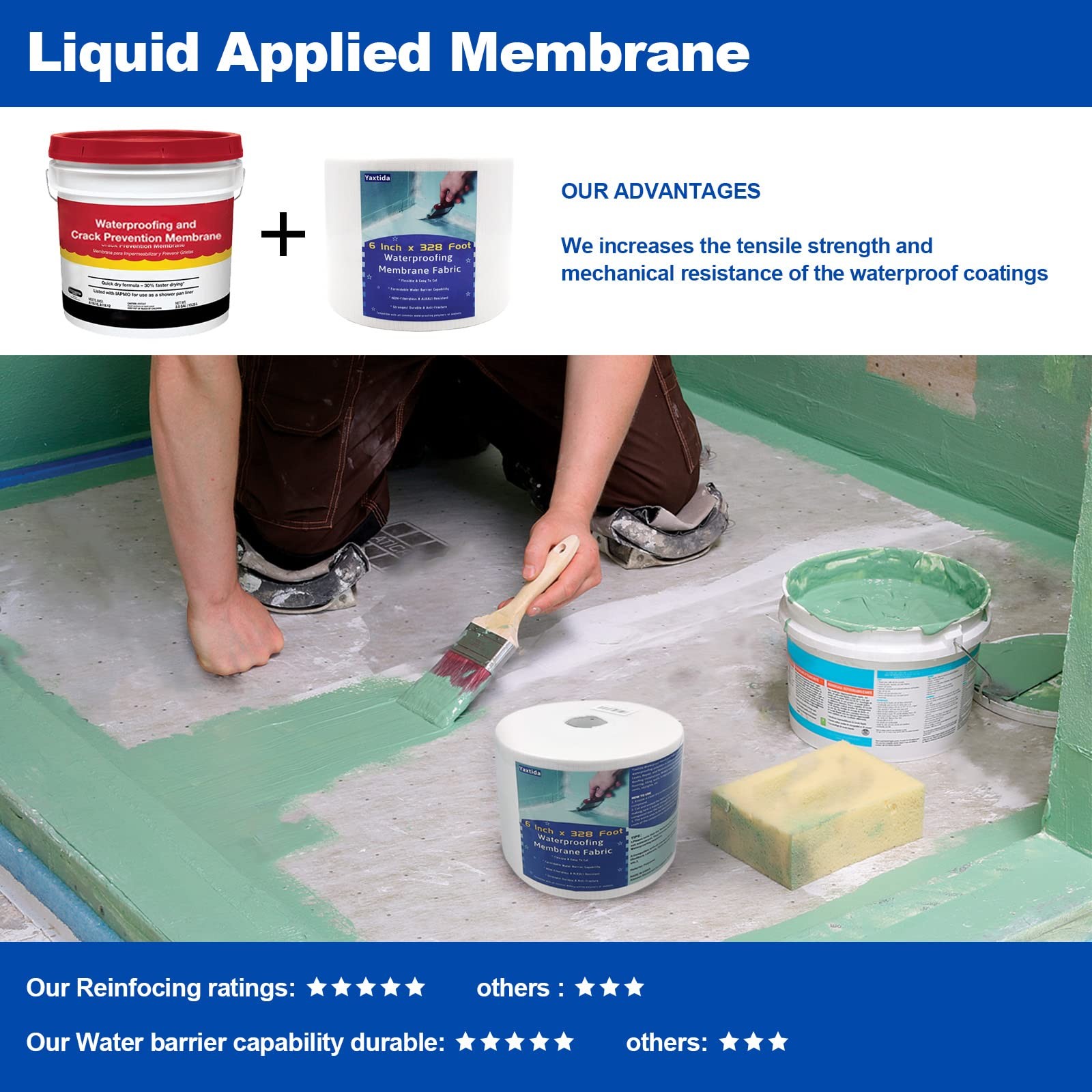 Yaxtida 6 Inches X 328 Feet Waterproofing Membrane 6 x 328 Feet, White
