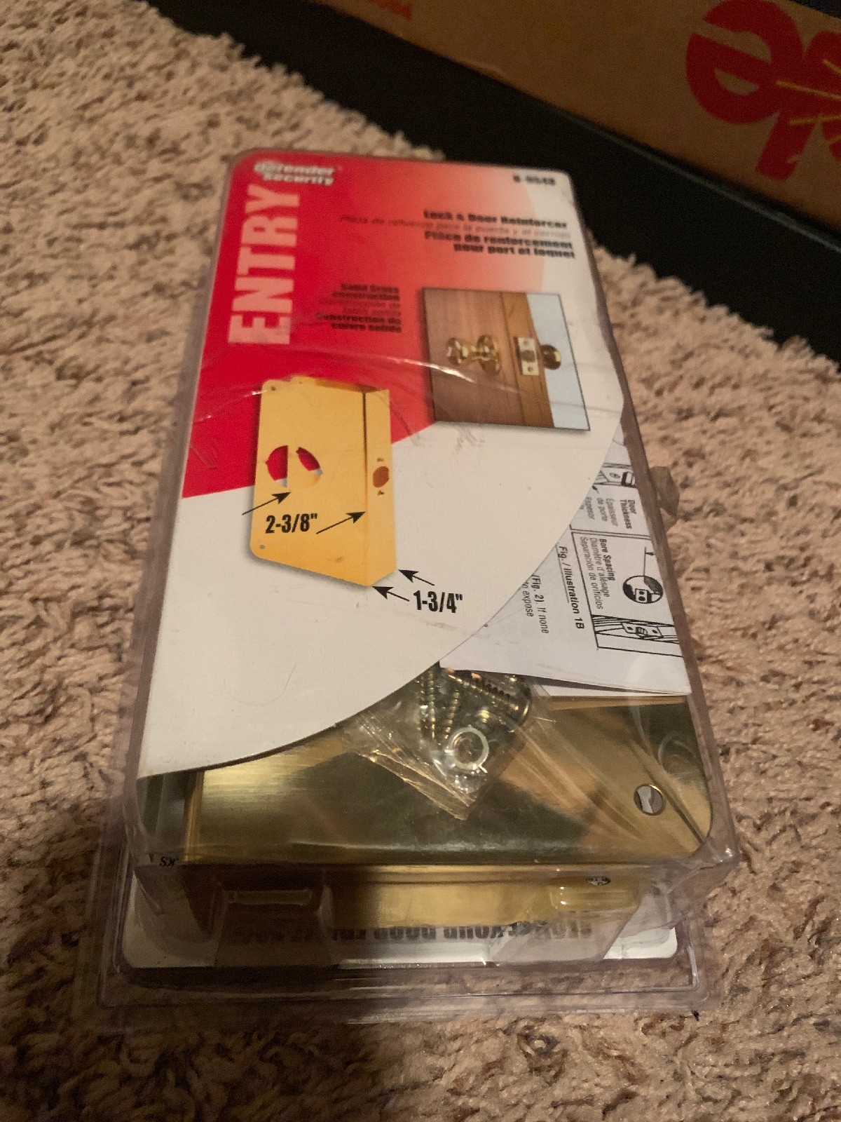 Defender Security Lock & Door Reinforcer U-9548 Solid Brass 2-3/8 x 1-3/4 (b5)