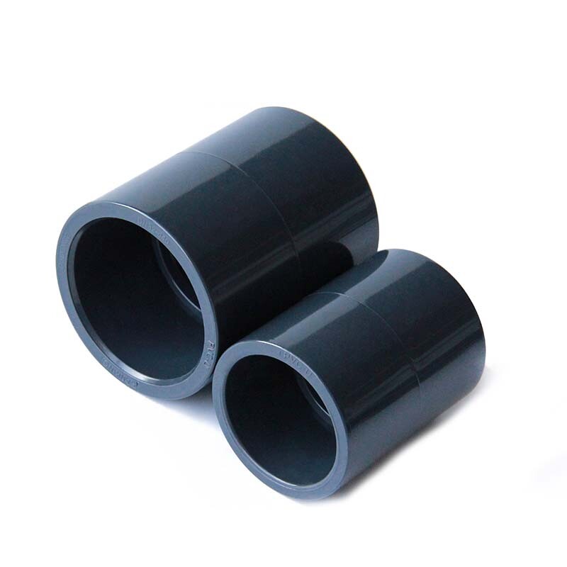 PVC Straight Connector Socket ID 20-110mm Hose Pipe Coupling Adapter Dark Gray