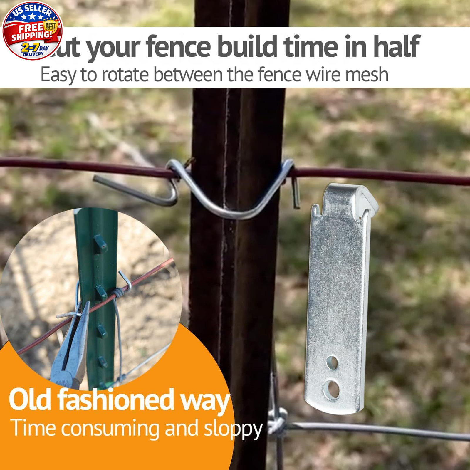 Fence Wire Twister for T Post Clips, Barb Wire Twisting Tool for Fencing Wire, S
