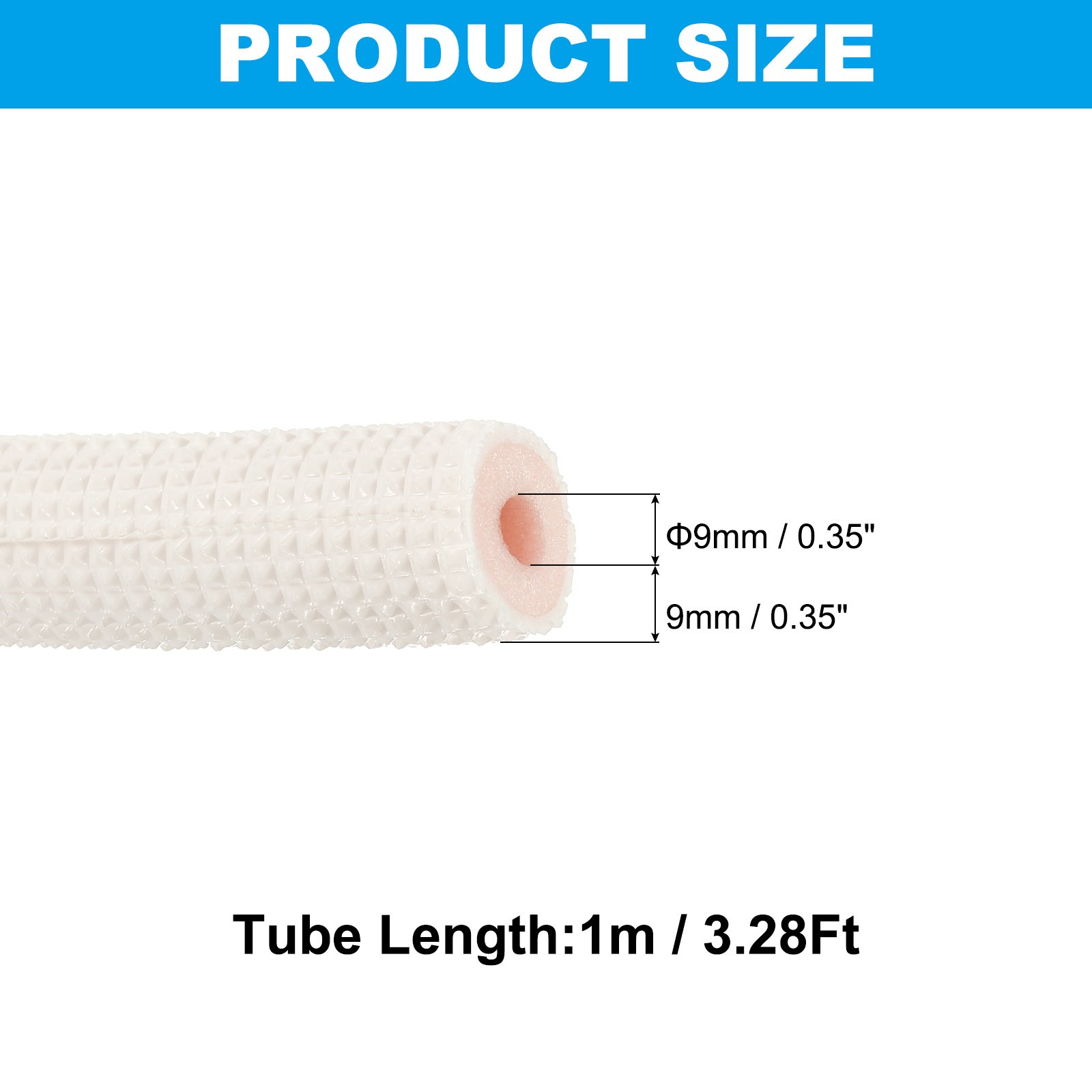 3/8″ Heater Pipe Insulation Foam Tube Heat Preservation Tubing, 1m(3.28Ft)