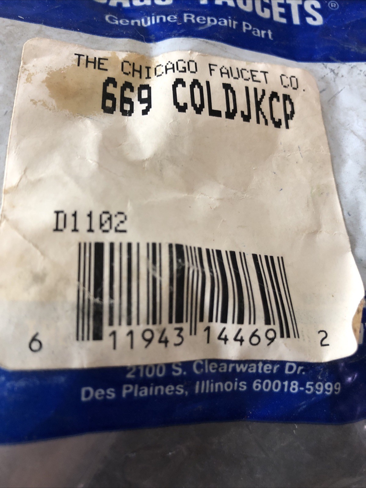 Chicago Faucet Push Button Cap Handle-669 COLDJKCP-New chrome 669PSCJKCP
