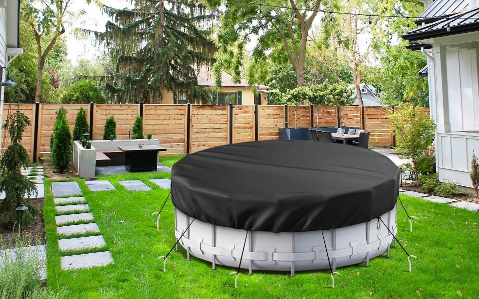 Solar Pool Cover with Rope & Ground Nails Tear Resistant Durable 21Ft Diameter