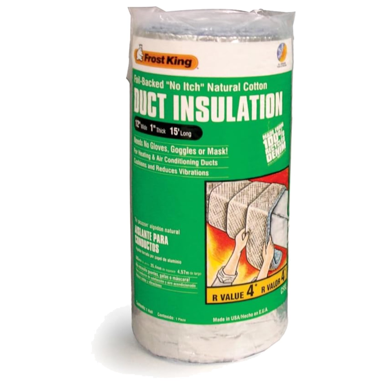 Insulation Wrap, Cotton Duct, 12″x1″x15′, No Itch