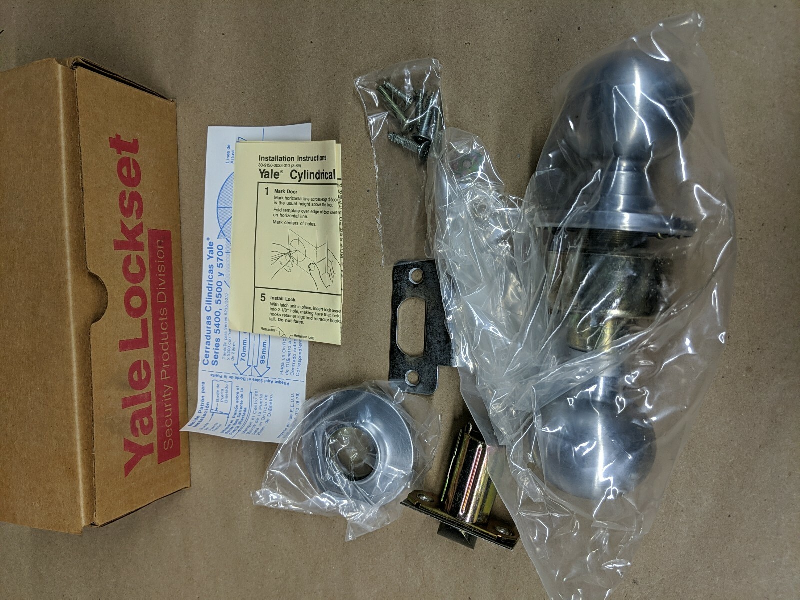 New Yale Commercial CA5302 380BN 26D Cylindrical Knob push button privacy lock