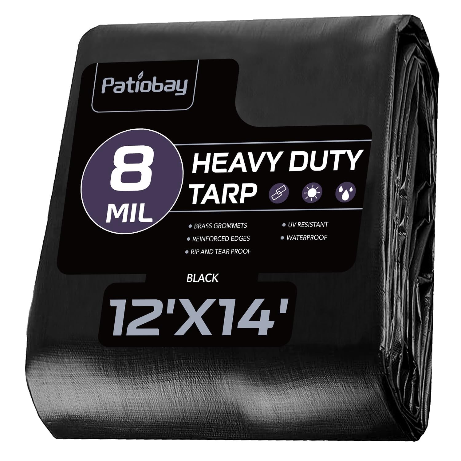 Tarp 12×14 Feet, 8 Mil Large Waterproof Tarps Heavy Duty with Grommets Every …