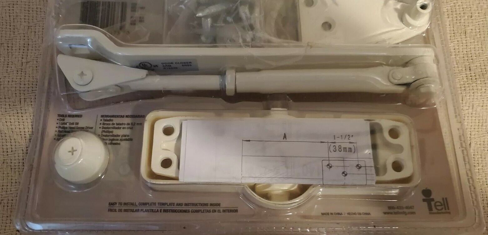 Tell Manufacturing DC100081 Residential Door Closer, Ivory