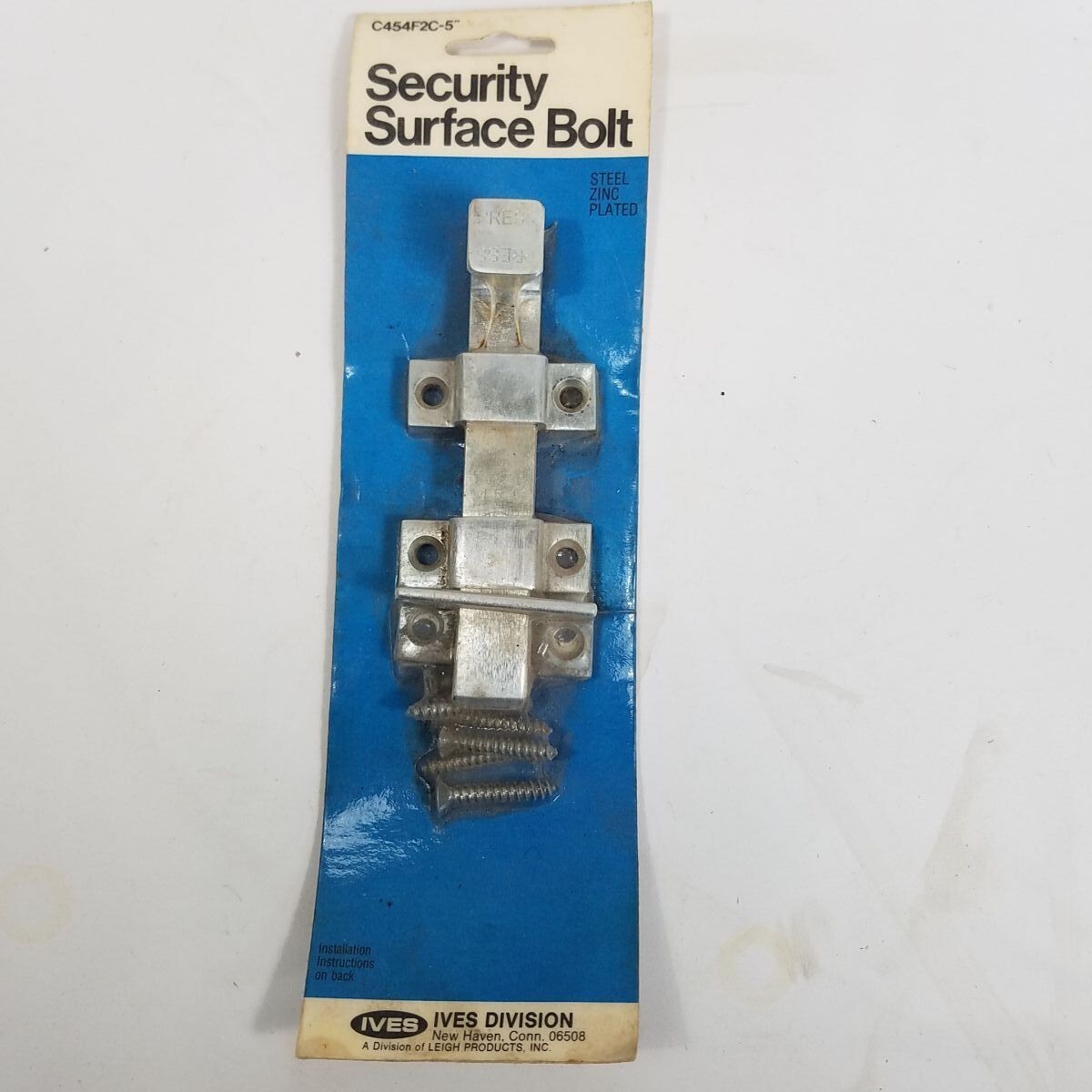 Vtg Ives Surface Security Bolt C454F2C 5″ Zinc Plated Steel NOS in Package