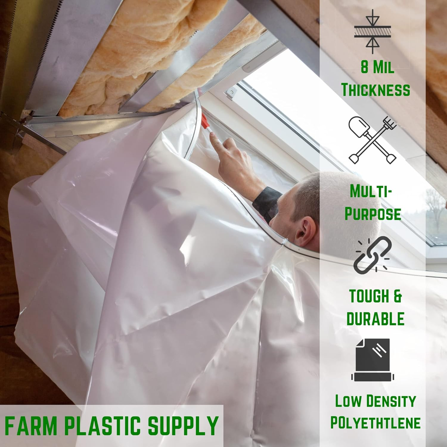 8 Mil Heavy Duty Clear Plastic Sheeting – 20′ x 100′ Vapor Barrier Cover